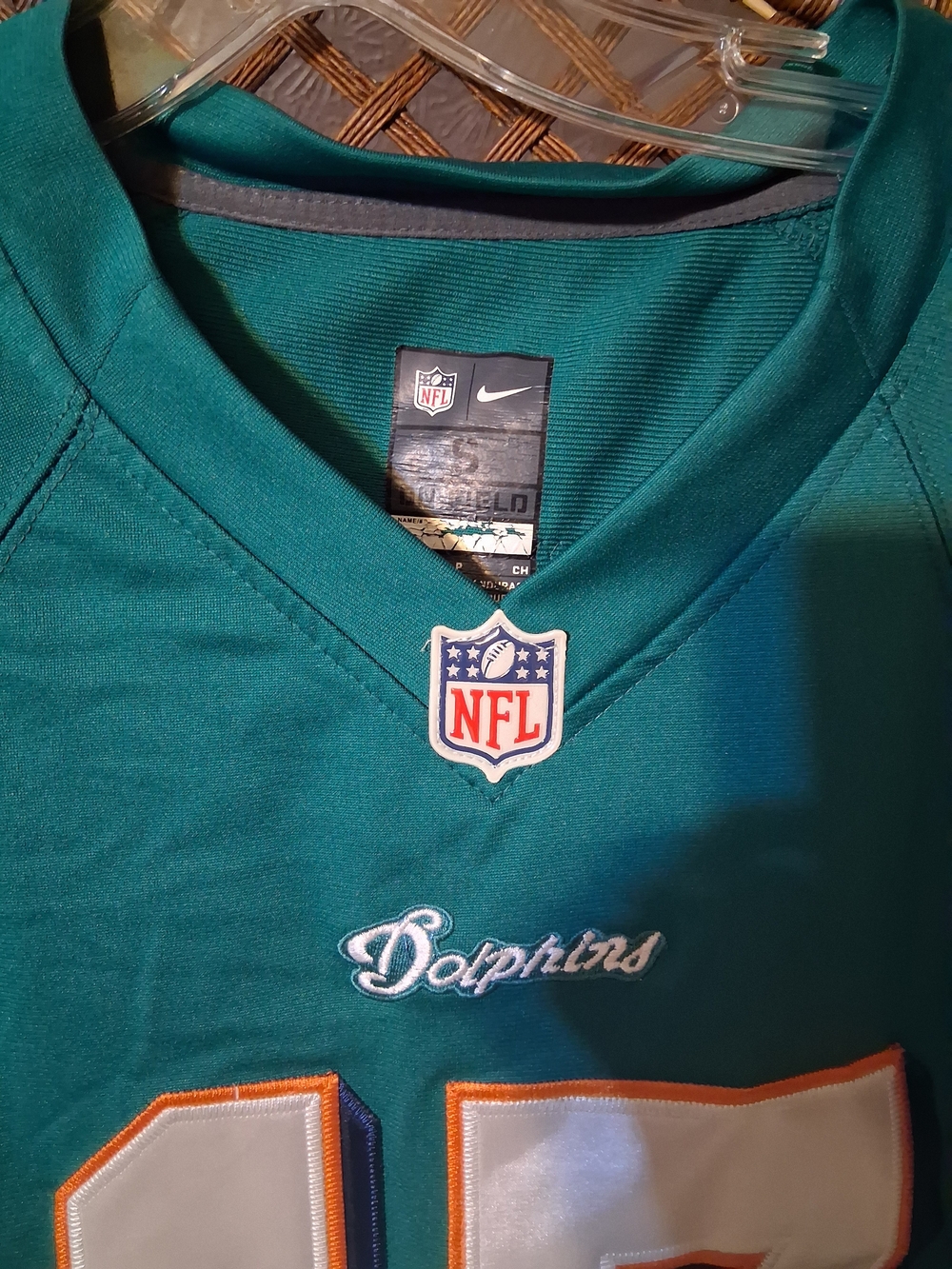 Nike Teal Miami Dolphins Football Jersey with White & Orange Accents